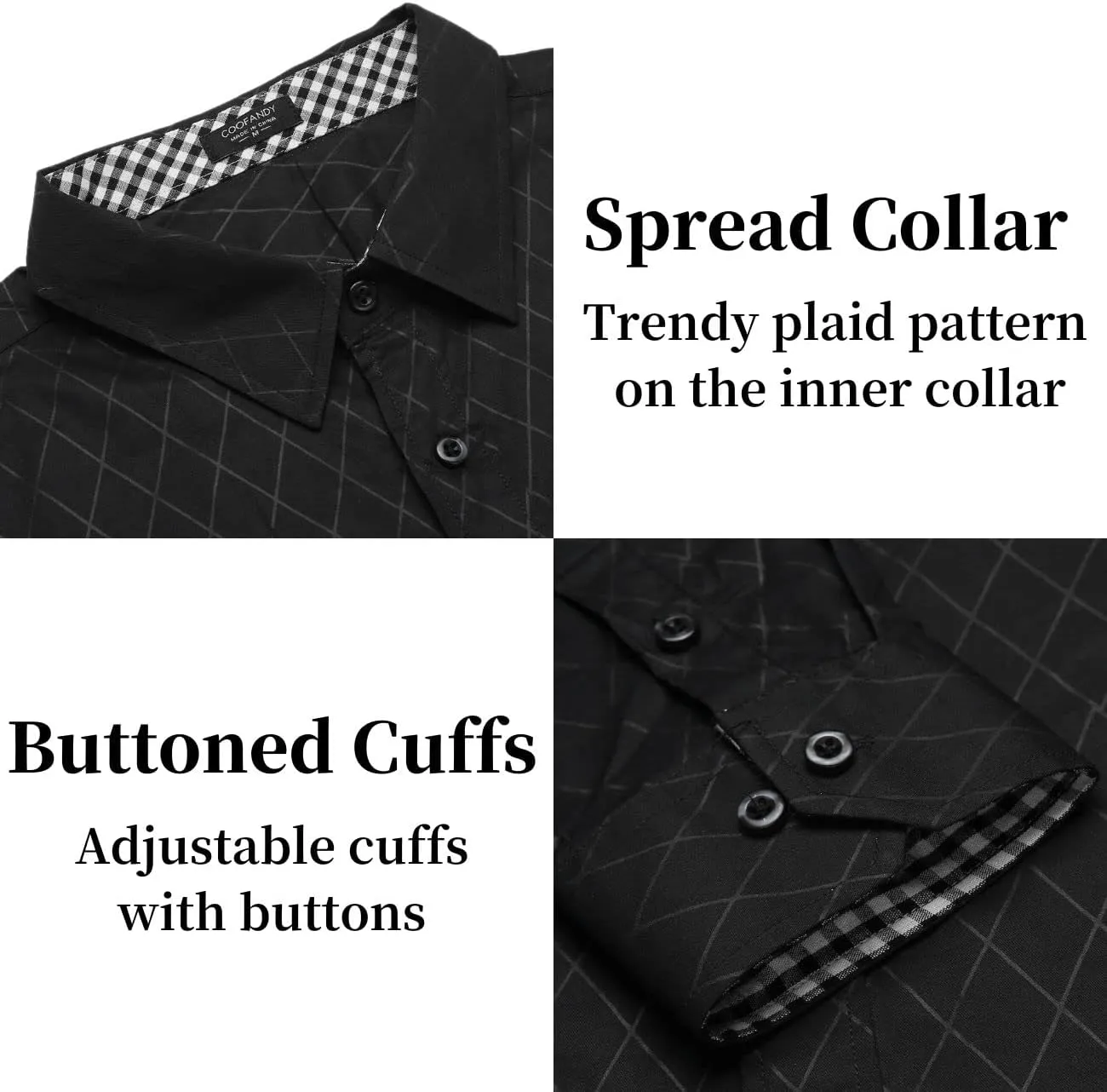 COOFANDY Men's Business Dress Shirt Long Sleeve Slim Fit Casual Button Down Shirt