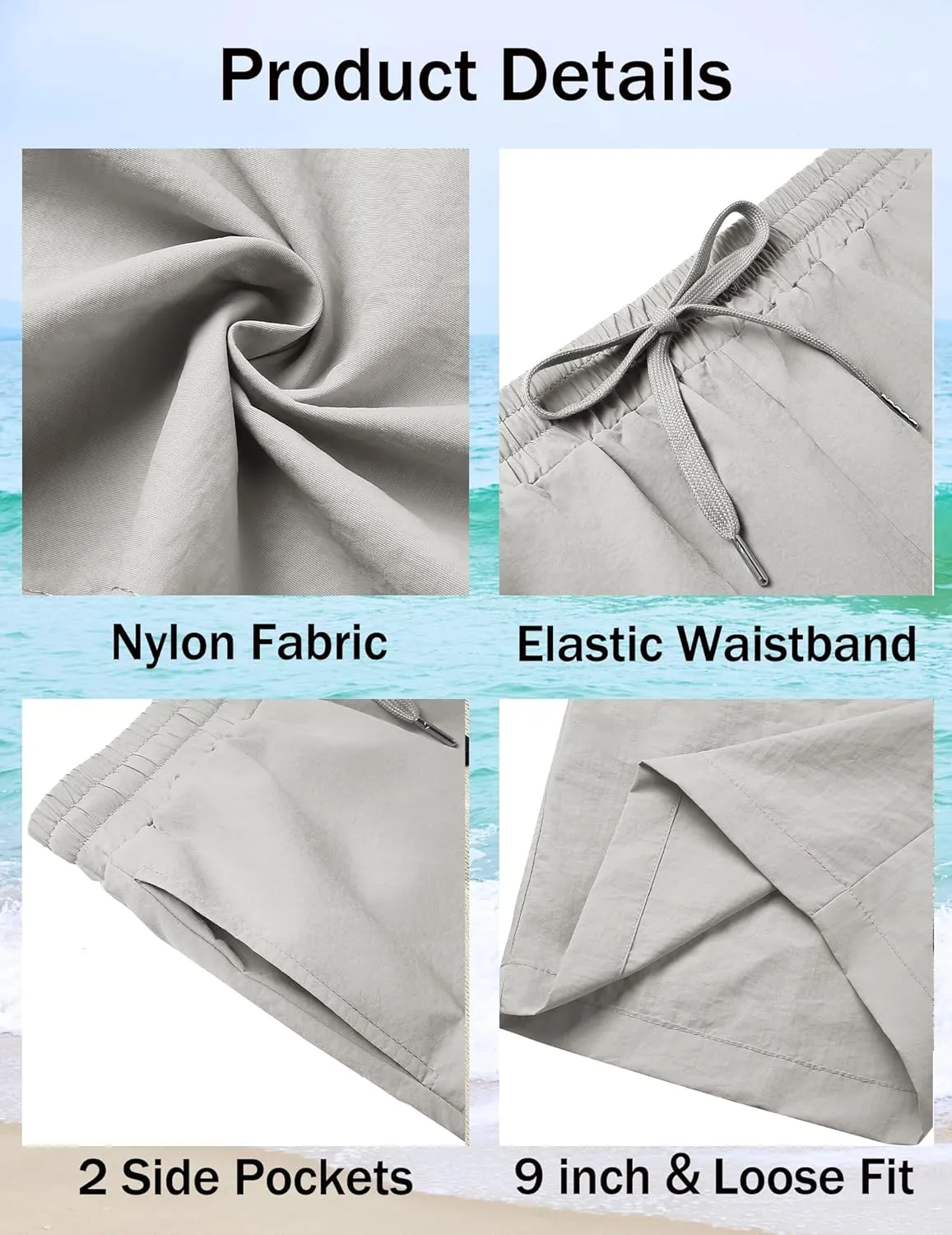 COOFANDY Mens Casual Shorts Summer Beach Elastic Waist Drawstring Shorts Lightweight Quicky Dry Vacation Shorts
