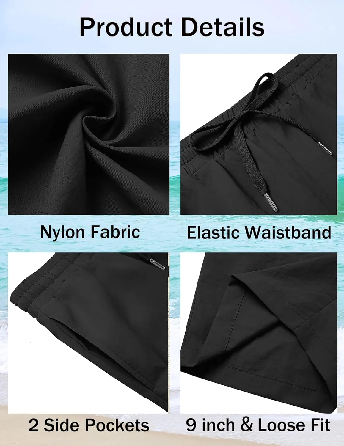 COOFANDY Mens Casual Shorts Summer Beach Elastic Waist Drawstring Shorts Lightweight Quicky Dry Vacation Shorts