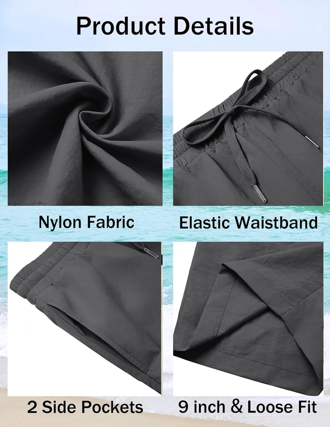 COOFANDY Mens Casual Shorts Summer Beach Elastic Waist Drawstring Shorts Lightweight Quicky Dry Vacation Shorts