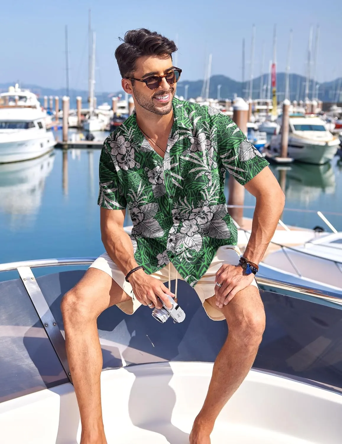 COOFANDY Men's Hawaiian Tropical Shirt Button Down Short Sleeve Vintage Floral Shirt