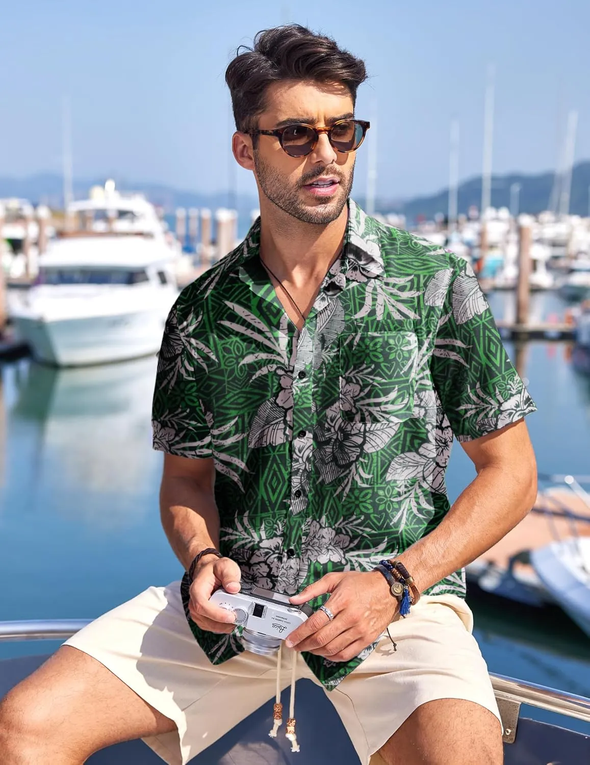 COOFANDY Men's Hawaiian Tropical Shirt Button Down Short Sleeve Vintage Floral Shirt