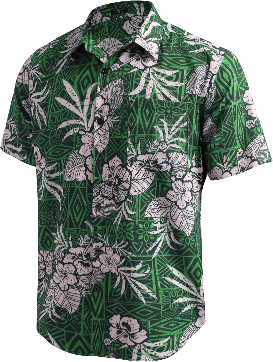 COOFANDY Men's Hawaiian Tropical Shirt Button Down Short Sleeve Vintage Floral Shirt