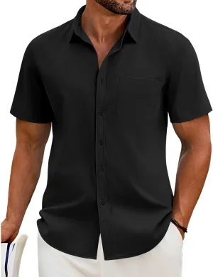 COOFANDY Shirts for Men Short Sleeve Button Down Shirt Casual Summer Beach Shirt