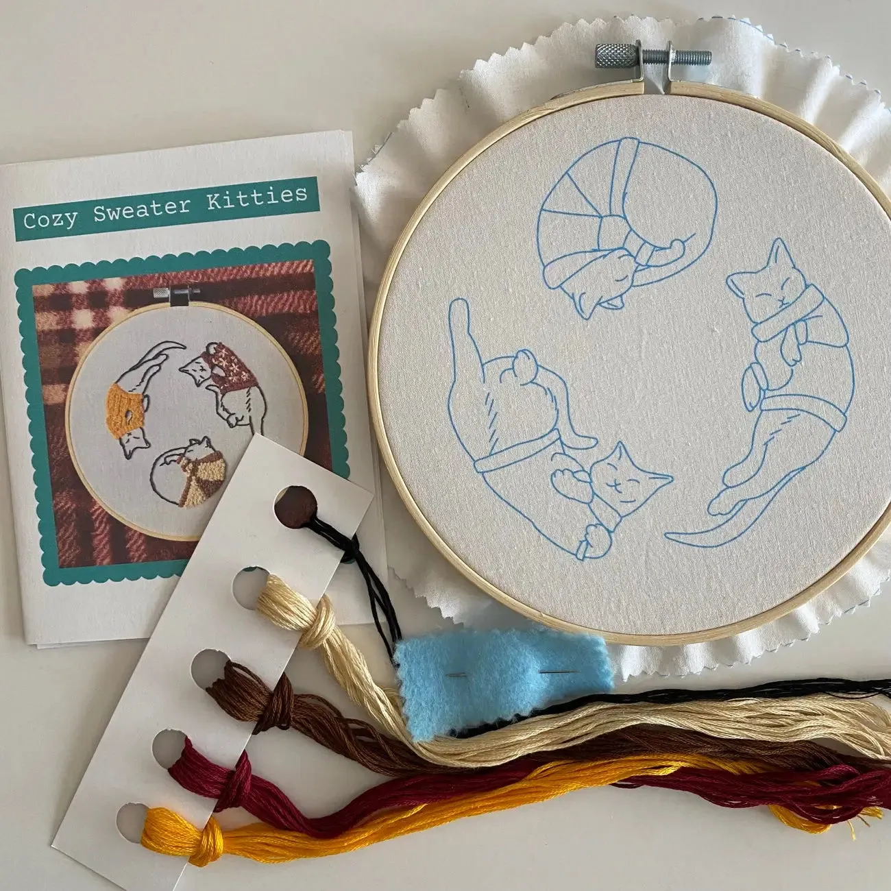 Cozy Sweater Kitties Craft Diy Embroidery Kit