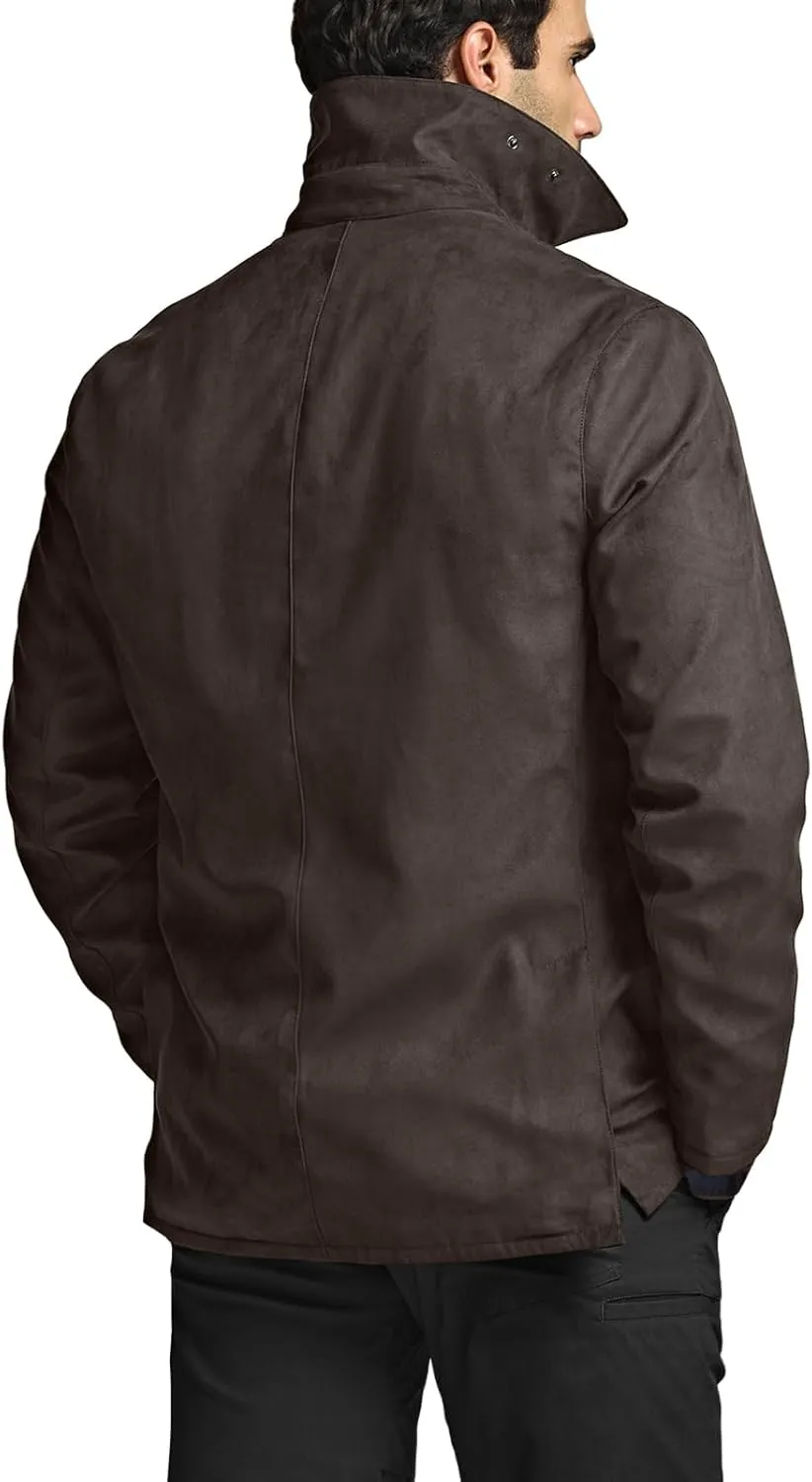 CQR Men's Flannel Lined Shirt Jackets, Long Sleeved Rugged Plaid Cotton Brushed Suede Shirt Jacket