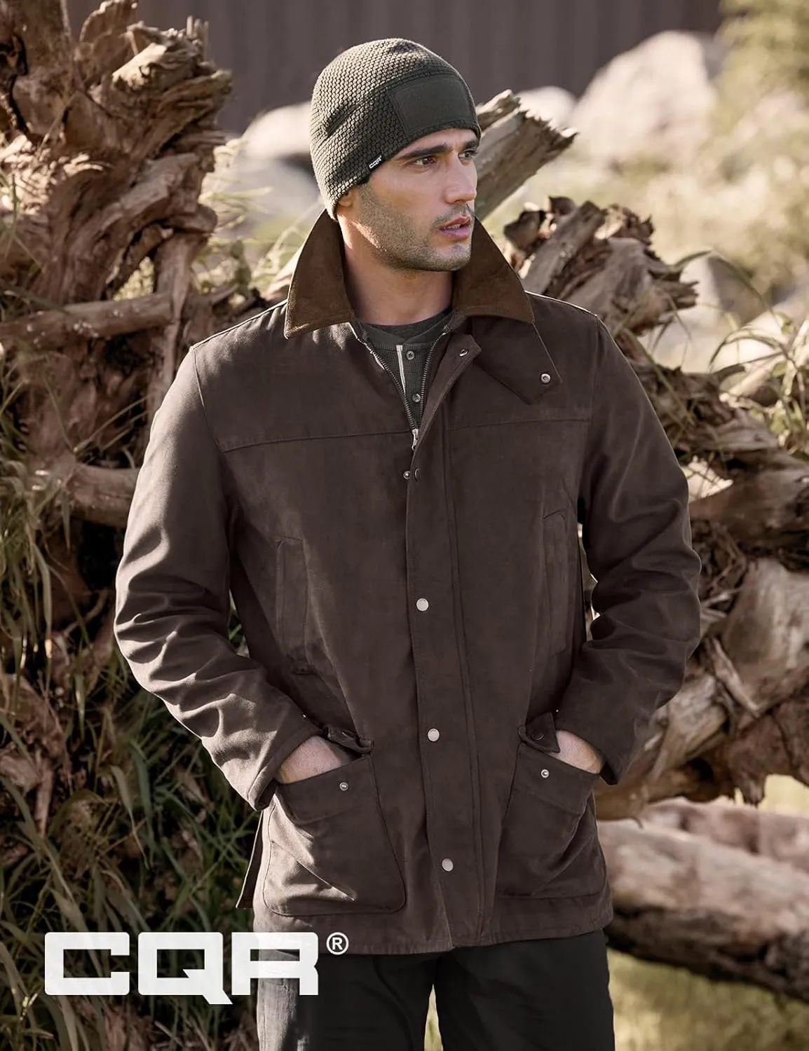 CQR Men's Flannel Lined Shirt Jackets, Long Sleeved Rugged Plaid Cotton Brushed Suede Shirt Jacket