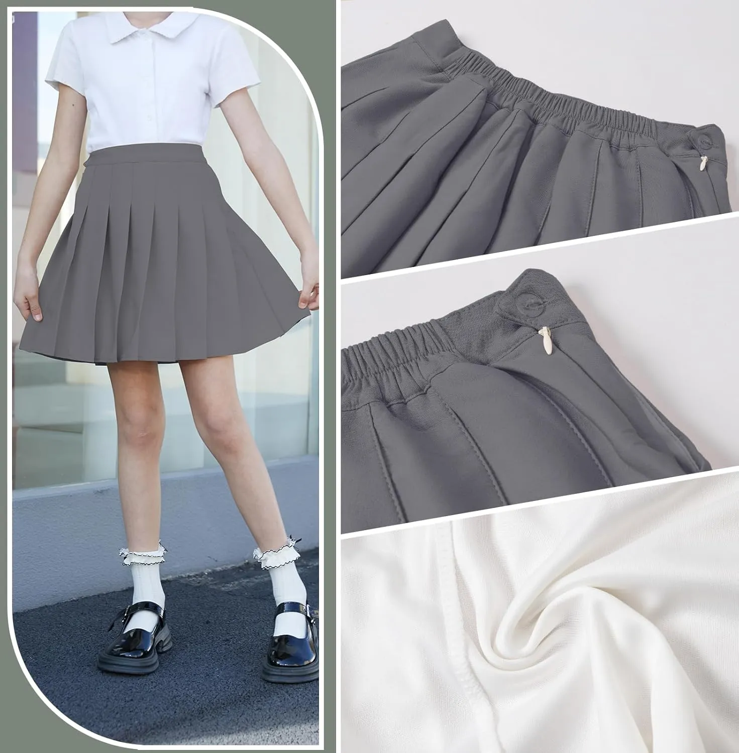 Cromoncent Girls Womens Pleated Mini Skirt Short High Waist School Uniform, 2Years - 4XL
