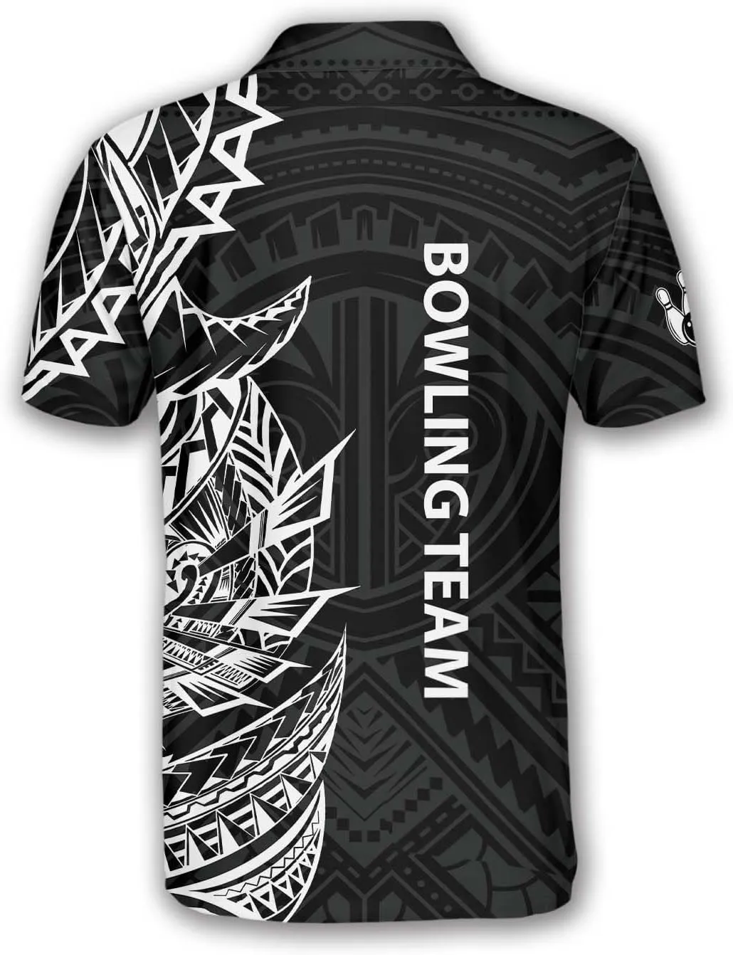 Custom Bowling Shirt, Bowling Team Polo Shirt Tribal Pattern, Sizes: S-5XL