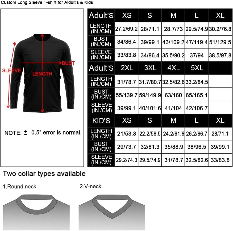 Custom T Shirt Long Sleeve Basketball Soccer Football Shooting T-Shirt for Adults and Kids