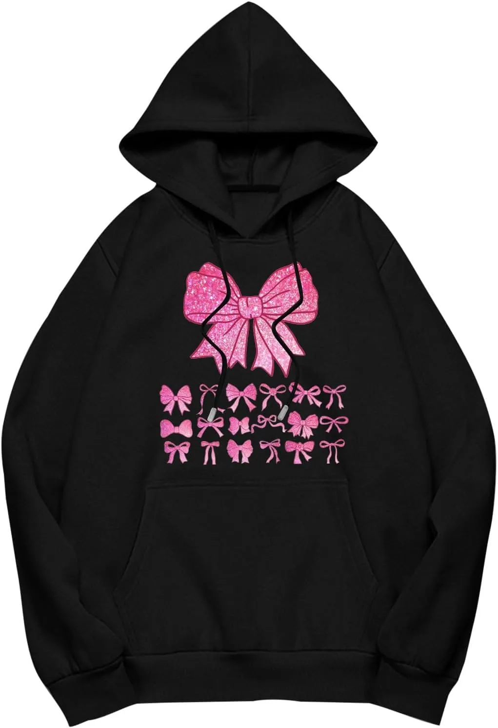 Cute Bow Print Hoodie Comfy Preppy clothes Bonney Bow Detail sweatshirt Y2k Comfy Coquette Hoodie