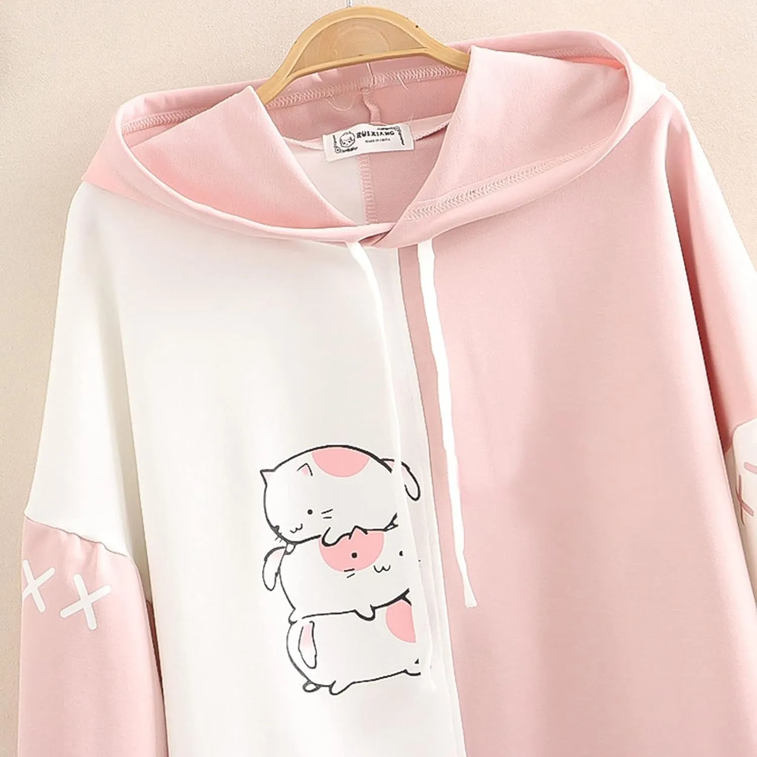 Cute Hoodies for Women Lovely Print Long Sleeved Drawstring Sweatshirts Casual Pullovers Tops with Pocket for Teen Girls