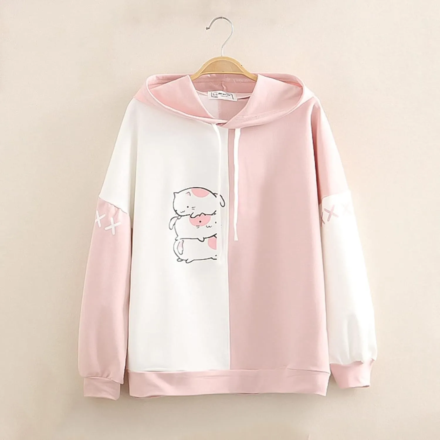 Cute Hoodies for Women Lovely Print Long Sleeved Drawstring Sweatshirts Casual Pullovers Tops with Pocket for Teen Girls