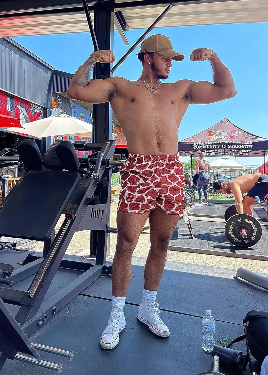 DIOTSR Mens Graphic Shorts Cool Streetwear Flat Front Shorts Workout Gym Athletic Shorts with Pockets