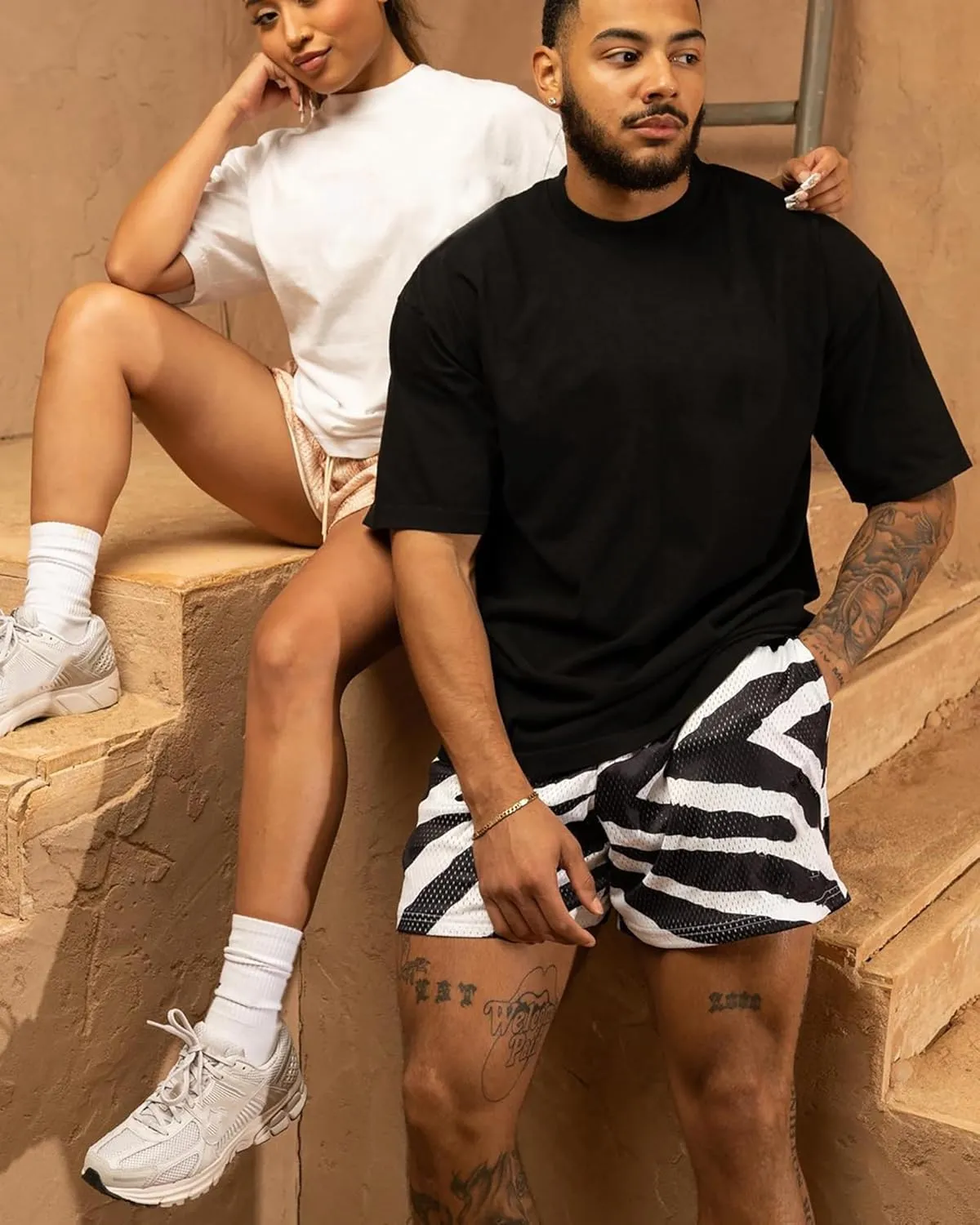 DIOTSR Mens Graphic Shorts Cool Streetwear Flat Front Shorts Workout Gym Athletic Shorts with Pockets