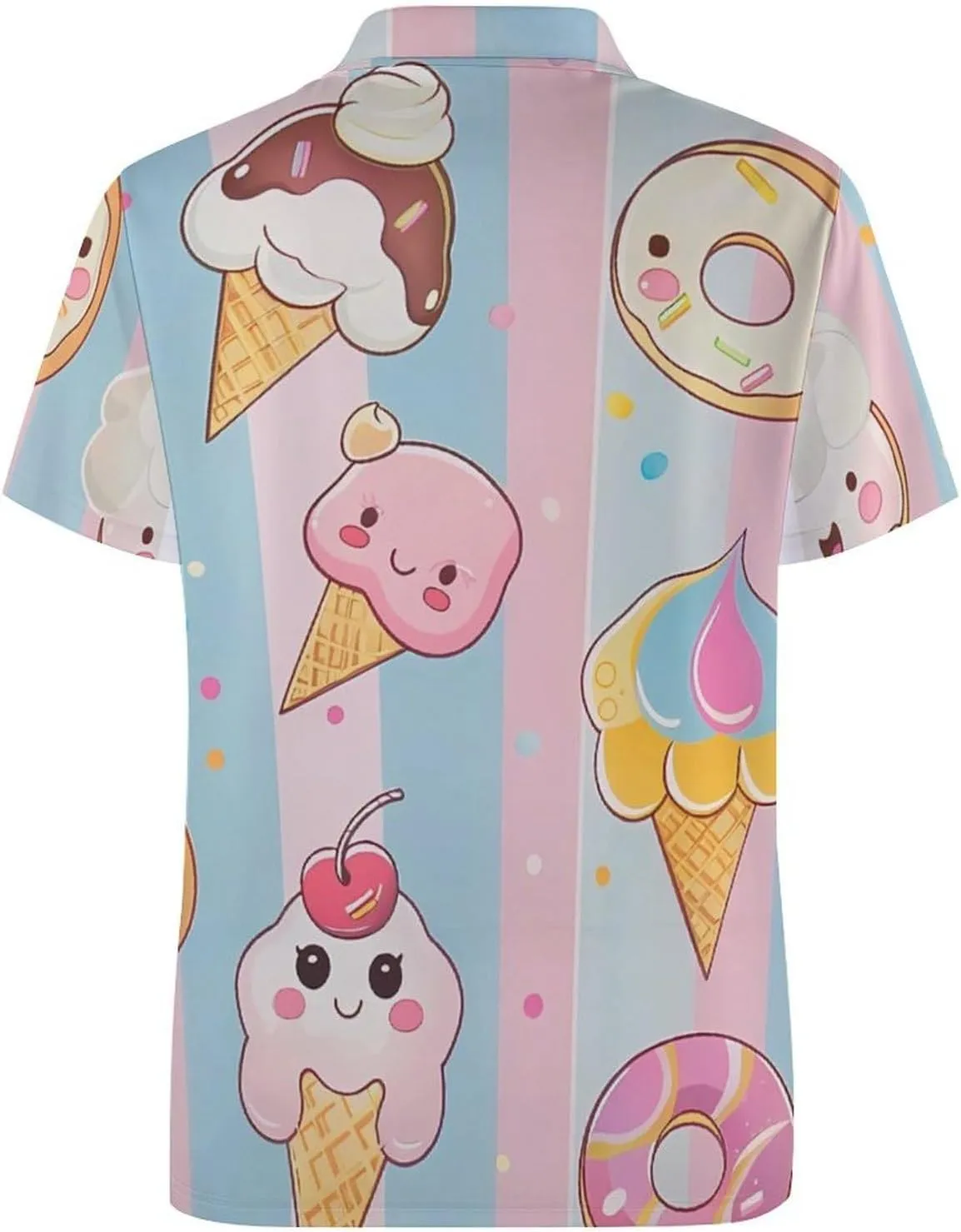 Donuts Ice-Cream Mens Polo Shirts Quick Dry Short Sleeve Golf Slim Fit T Shirt