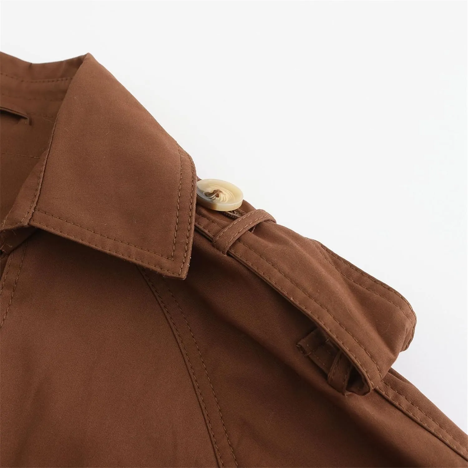 Double-Breasted Classic Lapel Sleeve Elegant Slim Jacket Turndown Collar Solid Outerwear With Removable Hood Light