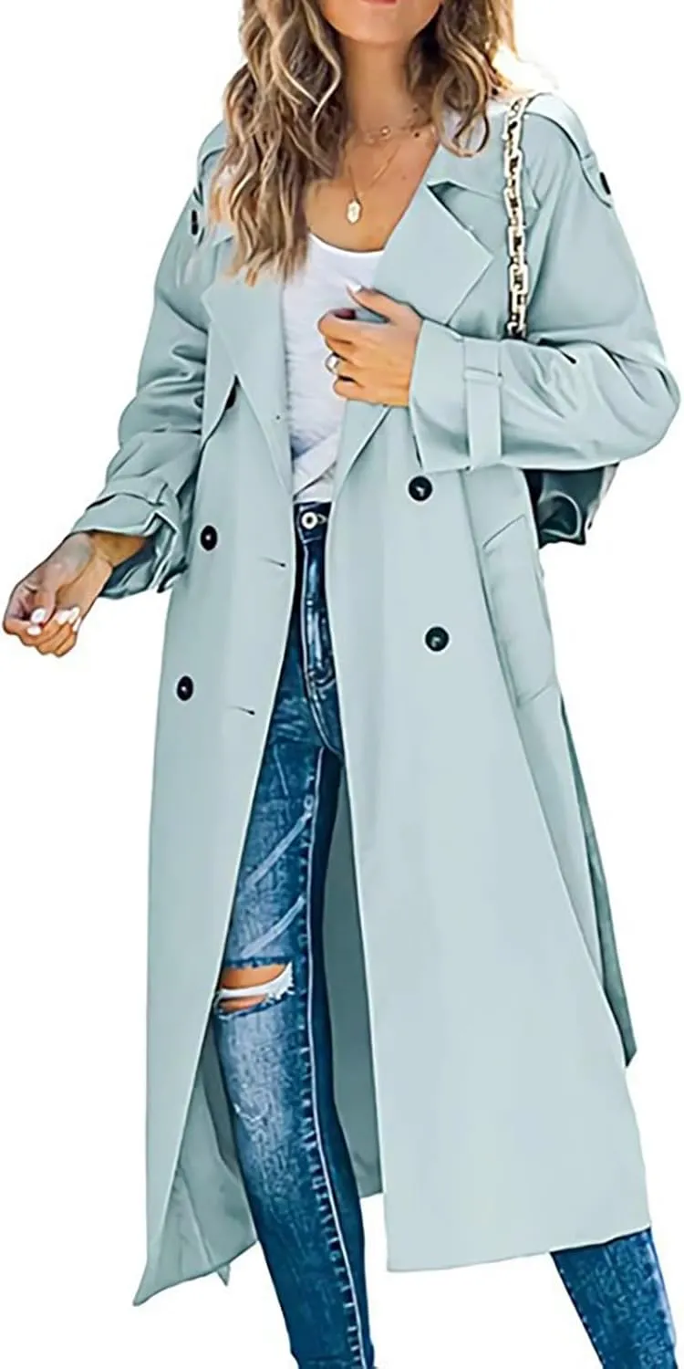 Double-Breasted Classic Lapel Sleeve Elegant Slim Jacket Turndown Collar Solid Outerwear With Removable Hood Light