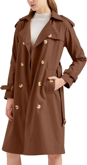 Double-Breasted Classic Lapel Sleeve Elegant Slim Jacket Turndown Collar Solid Outerwear With Removable Hood Light