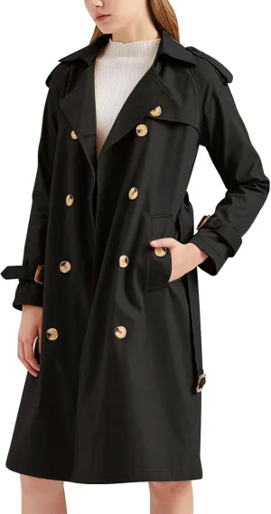 Double-Breasted Classic Lapel Sleeve Elegant Slim Jacket Turndown Collar Solid Outerwear With Removable Hood Light