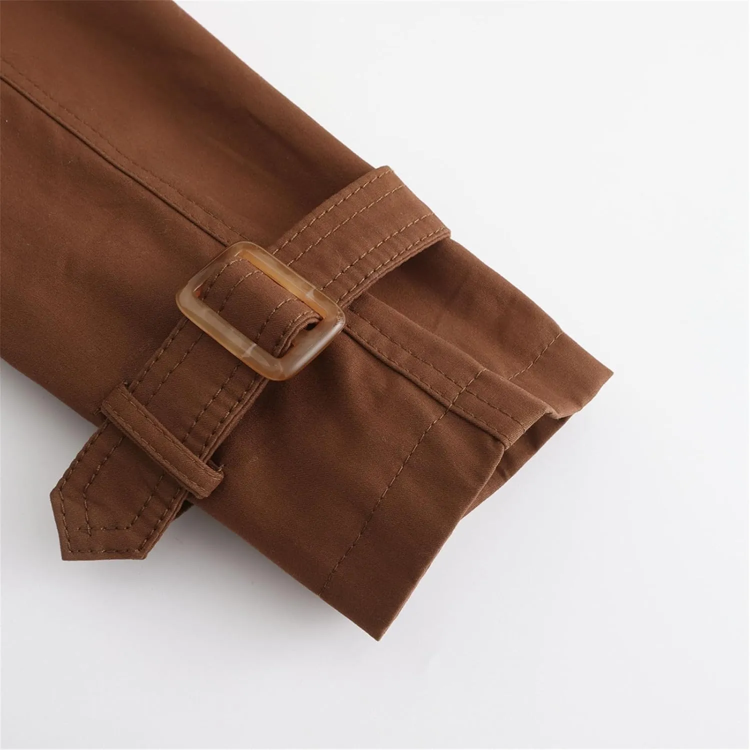 Double-Breasted Classic Lapel Sleeve Elegant Slim Jacket Turndown Collar Solid Outerwear With Removable Hood Light