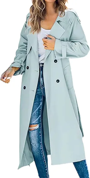 Double-Breasted Classic Lapel Sleeve Elegant Slim Jacket Turndown Collar Solid Outerwear With Removable Hood Light