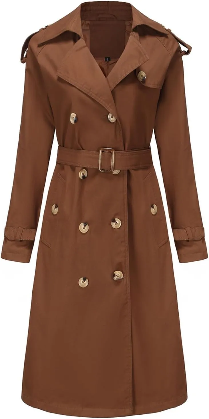 Double-Breasted Classic Lapel Sleeve Elegant Slim Jacket Turndown Collar Solid Outerwear With Removable Hood Light