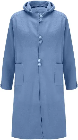 Double-Breasted Classic Lapel Sleeve Elegant Slim Jacket Turndown Collar Solid Outerwear With Removable Hood Light