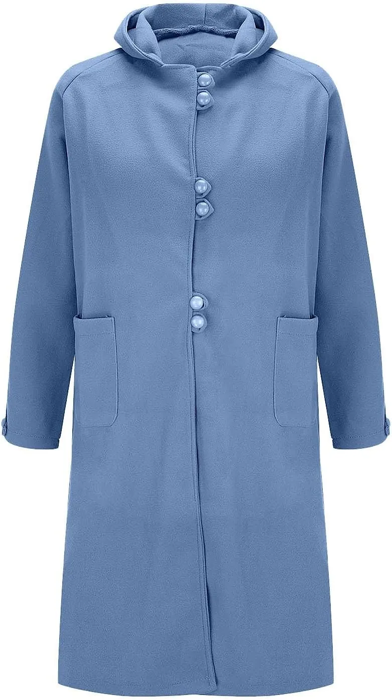 Double-Breasted Classic Lapel Sleeve Elegant Slim Jacket Turndown Collar Solid Outerwear With Removable Hood Light