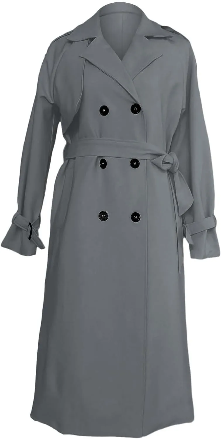 Double-Breasted Classic Lapel Sleeve Elegant Slim Jacket Turndown Collar Solid Outerwear With Removable Hood Light