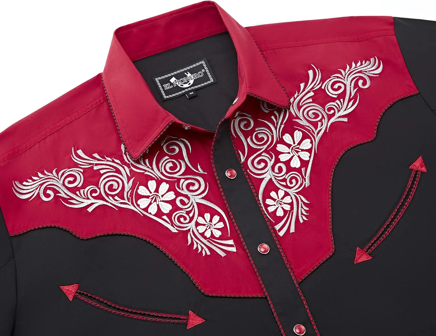 EL PIONERO Men's Western Shirt Long Sleeve Embroidered Cowboy Casual Snap Button Shirt