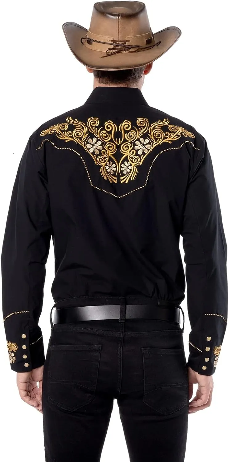 EL PIONERO Men's Western Shirt Long Sleeve Embroidered Cowboy Casual Snap Button Shirt