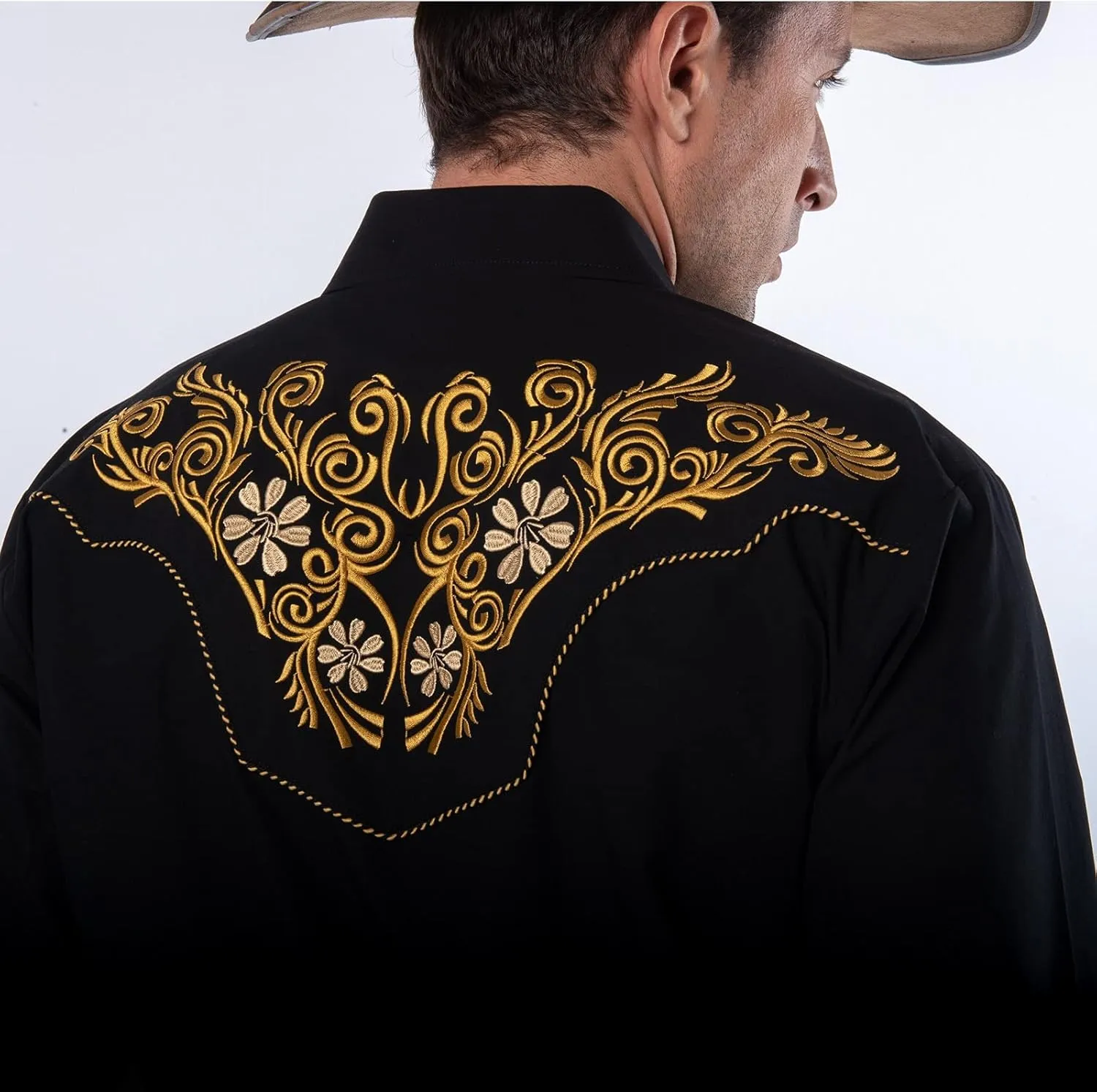 EL PIONERO Men's Western Shirt Long Sleeve Embroidered Cowboy Casual Snap Button Shirt
