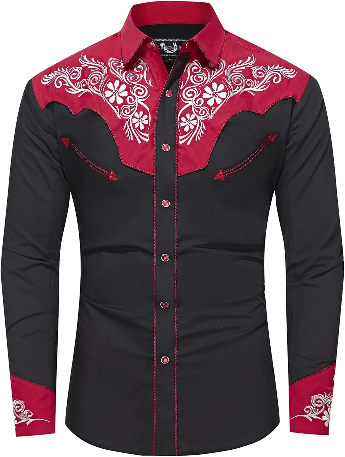 EL PIONERO Men's Western Shirt Long Sleeve Embroidered Cowboy Casual Snap Button Shirt