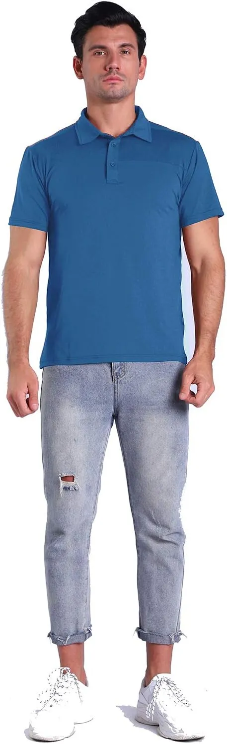 Facitisu Mens Polo Shirt Short Sleeve Golf Collared Casual Summer Performance T-Shirt