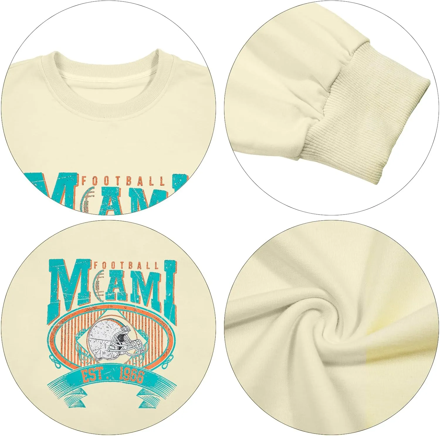 FASHGL Miami Football Sweatshirt Women Game Day Oversize Shirt Sunday Funday Football Season Long Sleeve Shirt