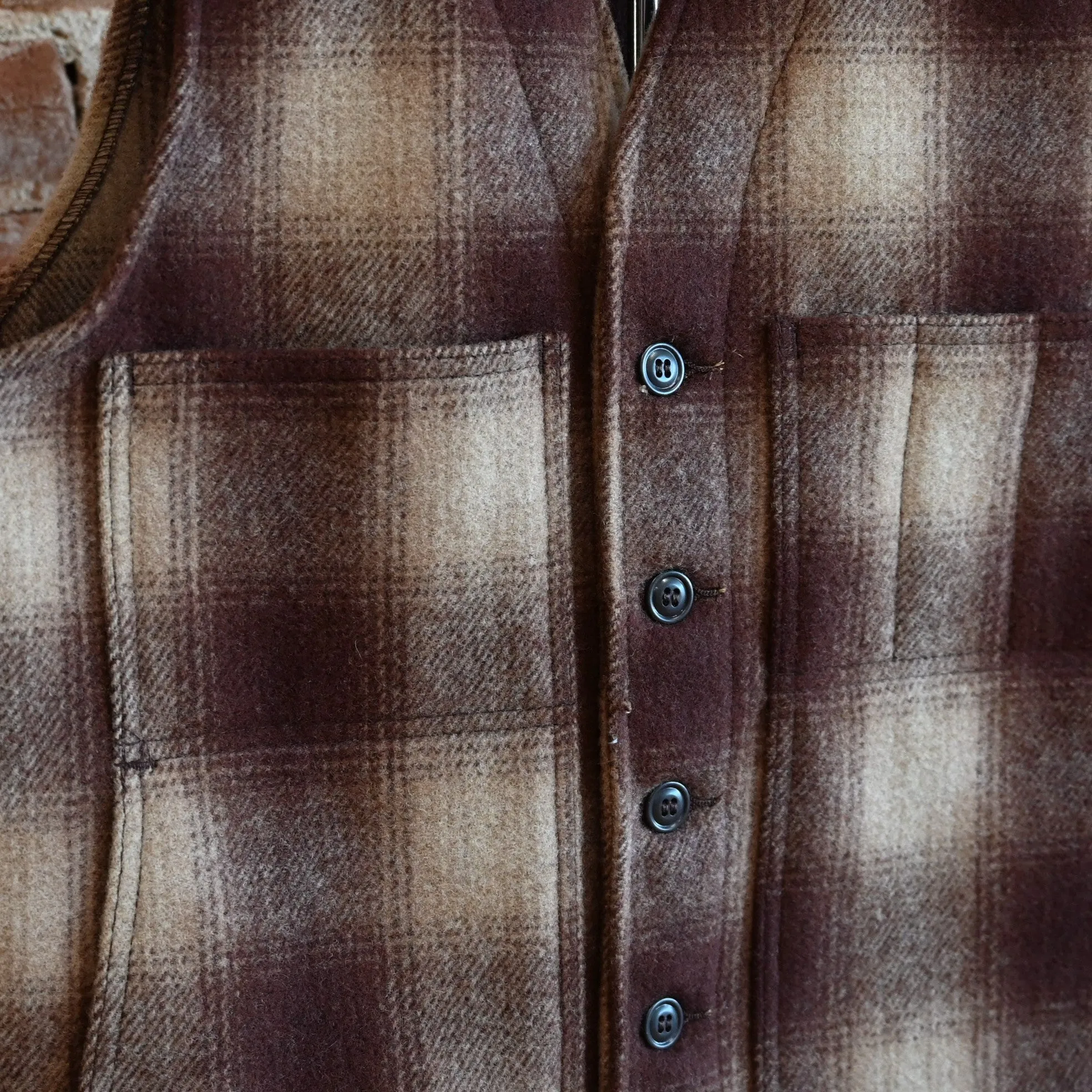 Filson Mackinaw Wool Vest in Brown Tan Ombre