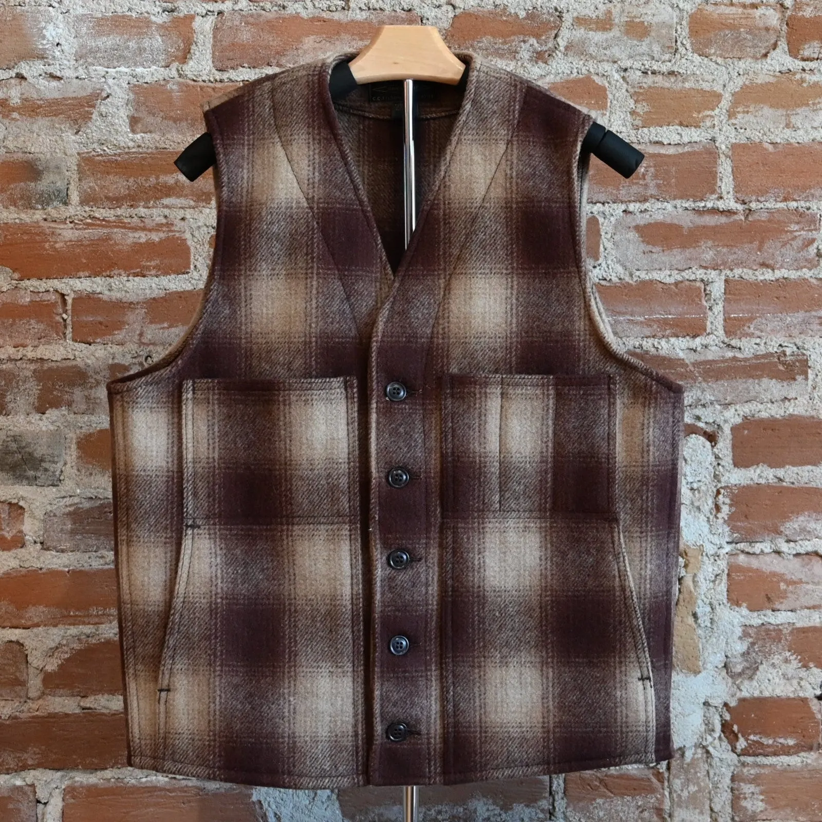 Filson Mackinaw Wool Vest in Brown Tan Ombre