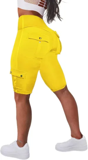 Flamingals Biker Shorts for Women High Waist Cargo Athletic Shorts Butt Lifting Workout Shorts Running Shorts