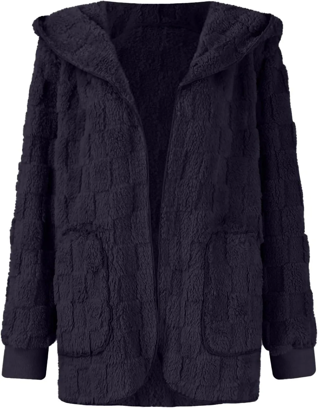 Fleece Jacket Women Loose Casual Solid Color With Pockets Double Sided Velvet Cardigan Long Sleeved Jacket