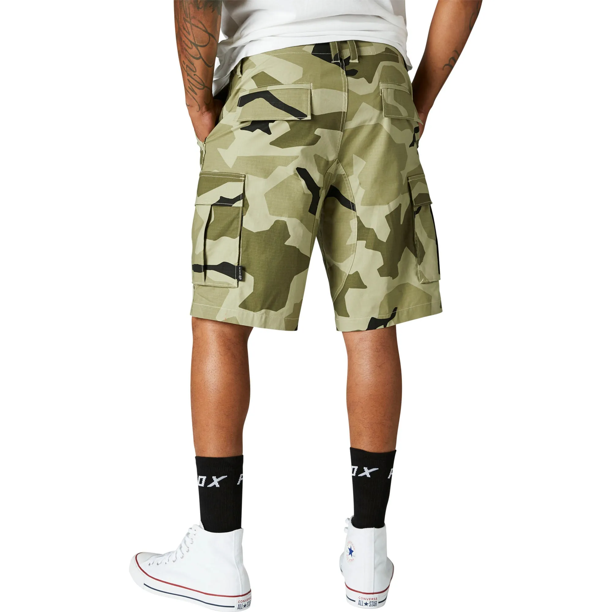 Fox Racing  Mens Green Camo Slambozo Shorts 2.0 Cargo Stretch Durable Rip Stop