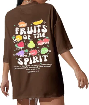 Fruit of The Spirit Shirt Women Oversized Christian Bible Verse T-shirt