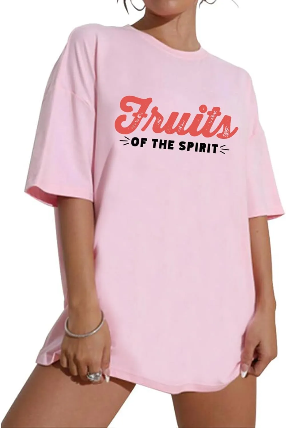 Fruit of The Spirit Shirt Women Oversized Christian Bible Verse T-shirt