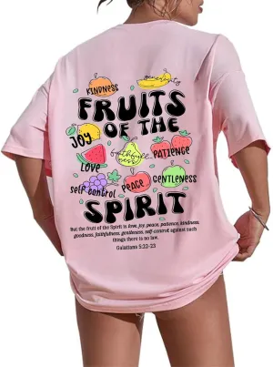 Fruit of The Spirit Shirt Women Oversized Christian Bible Verse T-shirt