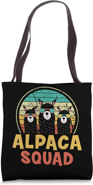 Funny Alpaca Squad Sunglasses Cool Alpacas Vintage Tote Bag