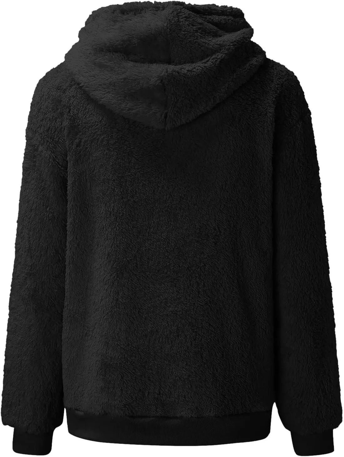 Fuzzy Hoodies for Women Half Zip Sherpa Fleece Oversized Hooded Sweatshirt Quarter Zip Pullover with Pockets