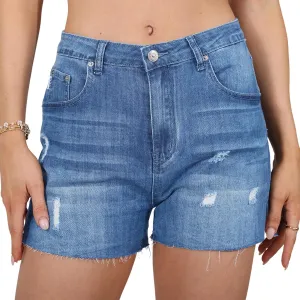 Genleck Women's High Waisted Ripped Stretchy Denim Shorts Casual Jeans Shorts Hot Shorts Summer