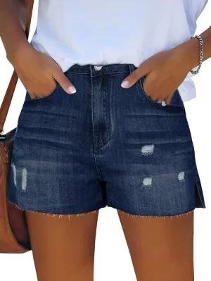 Genleck Women's High Waisted Ripped Stretchy Denim Shorts Casual Jeans Shorts Hot Shorts Summer
