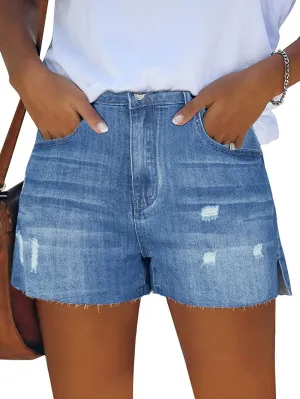 Genleck Women's High Waisted Ripped Stretchy Denim Shorts Casual Jeans Shorts Hot Shorts Summer