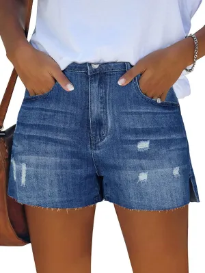 Genleck Women's High Waisted Ripped Stretchy Denim Shorts Casual Jeans Shorts Hot Shorts Summer